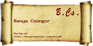 Benya Csongor névjegykártya